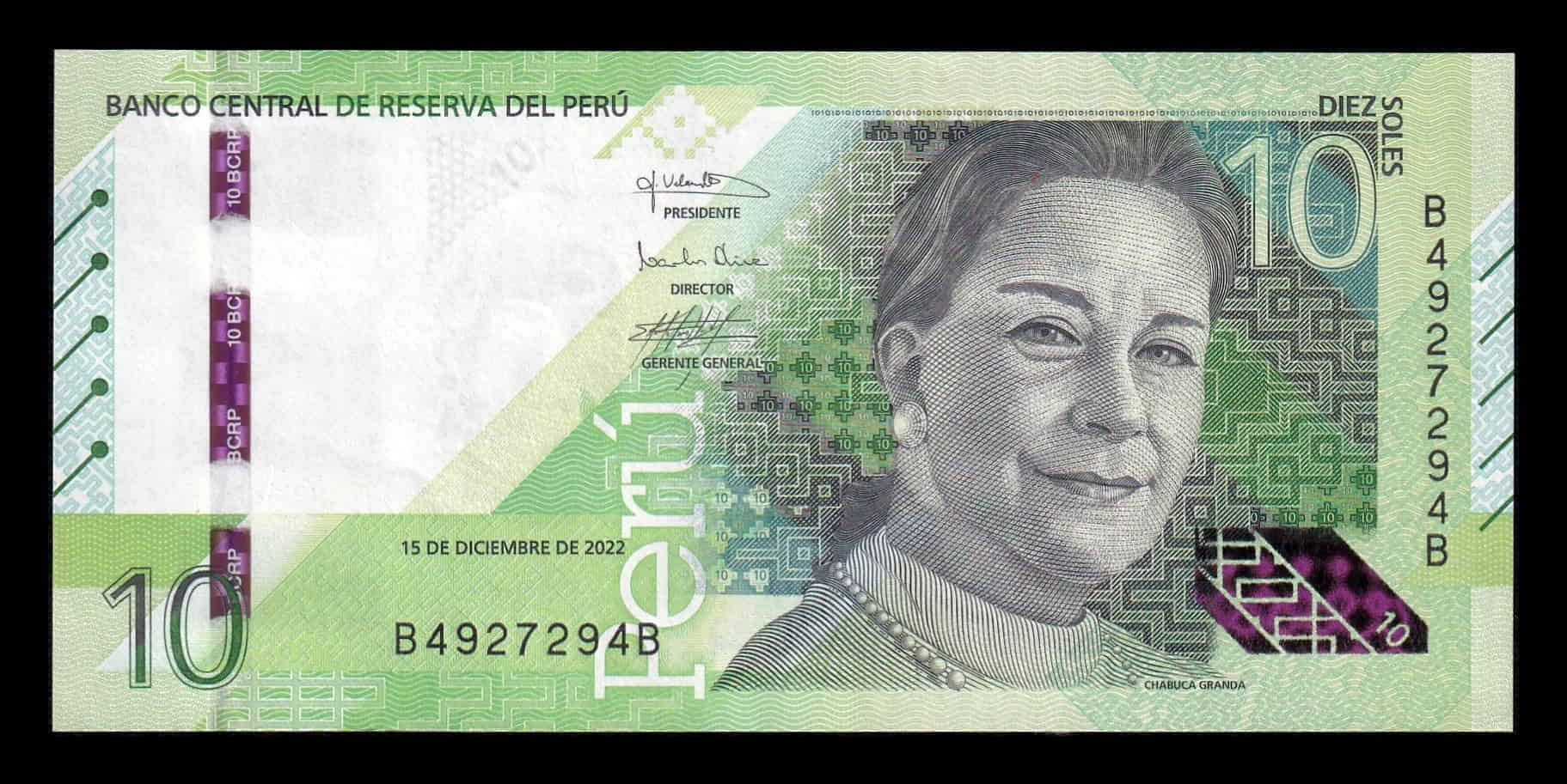 Perú 10 Soles Chabuca Granda 2022 Pick 196b Capicua Sc Unc