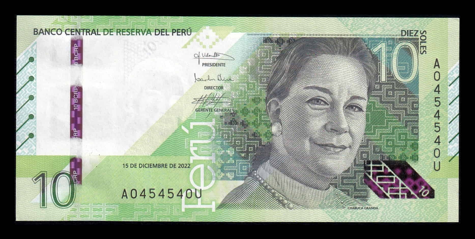Perú 10 Soles Chabuca Granda 2022 Pick 196b Capicua Sc Unc