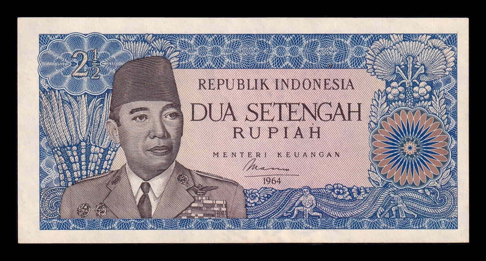 Indonesia 2 1/2 Rupias 1964 Pick 81b Sc Unc