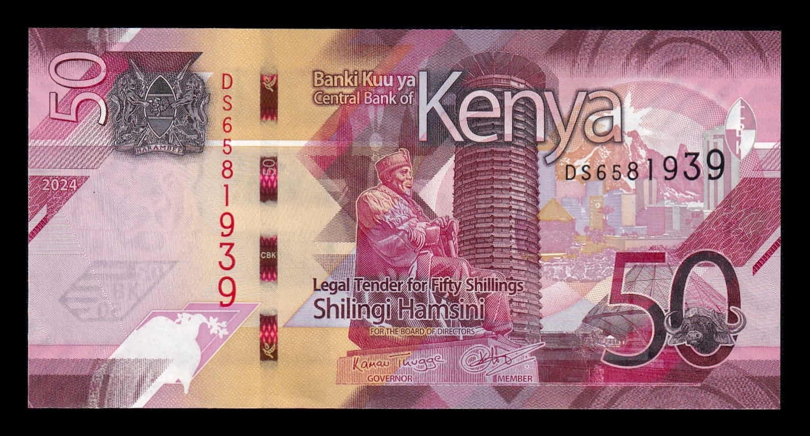 Kenia 50 Shillings Kenyatta 2024 Pick 52b Sc Unc