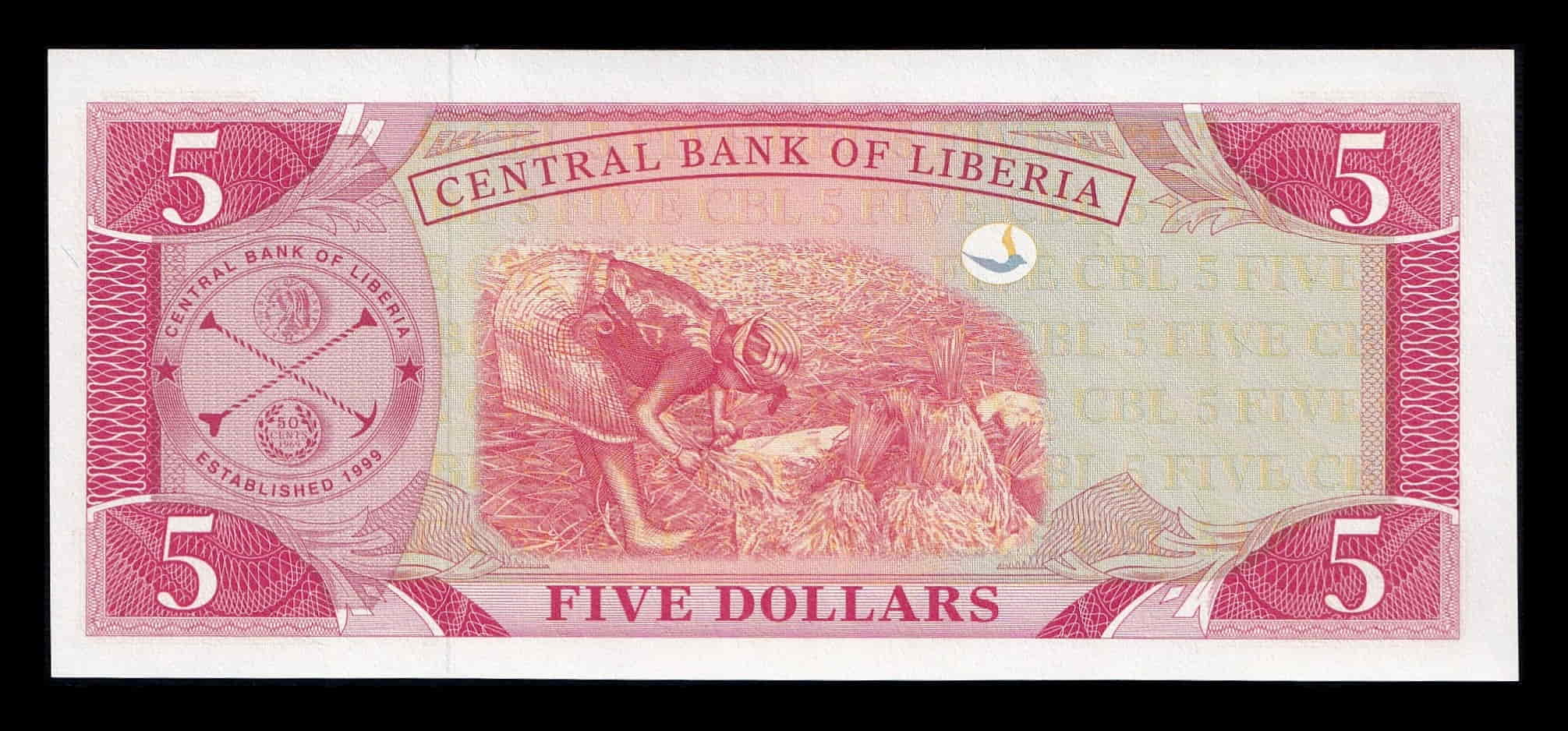 Alternative view of Liberia 5 Dólares Edward James Roye 2009 Pick 26e Sc Unc