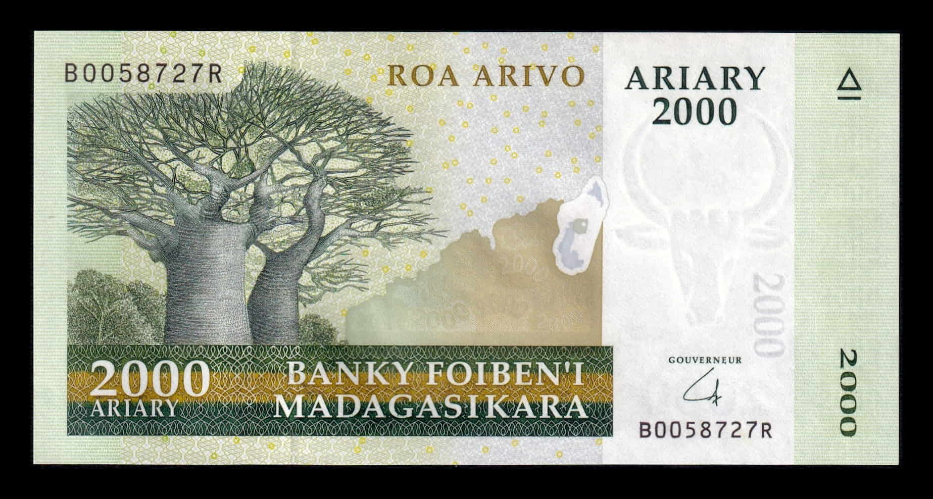 Madagascar 2000 Ariary = 10000 Francos 2007-2014 Pick 90b Sc Unc