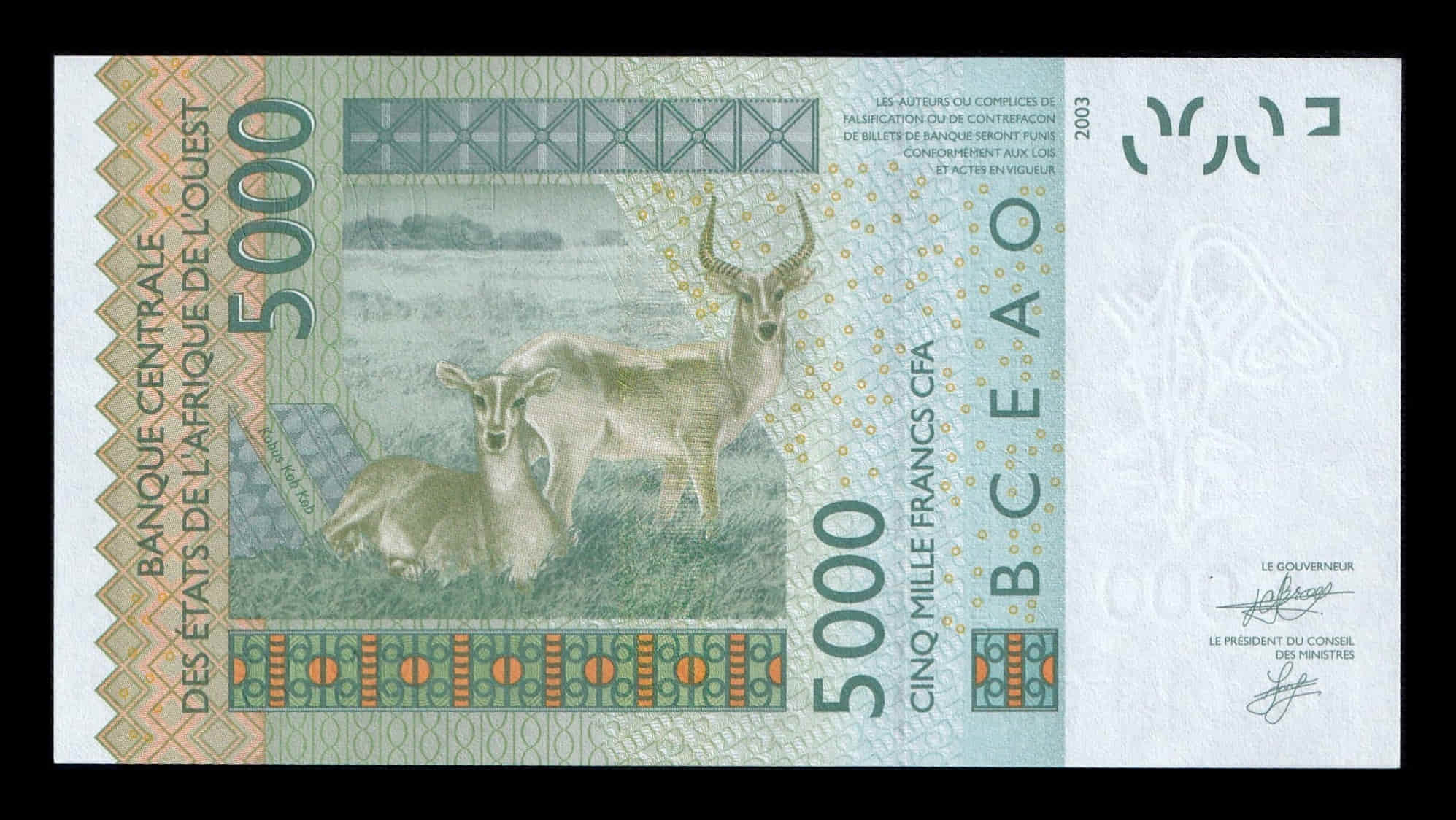 Alternative view of Estados de África Occidental Níger 5000 Francos CFA 2026 Pick 617Hx Nuevo Sc Unc