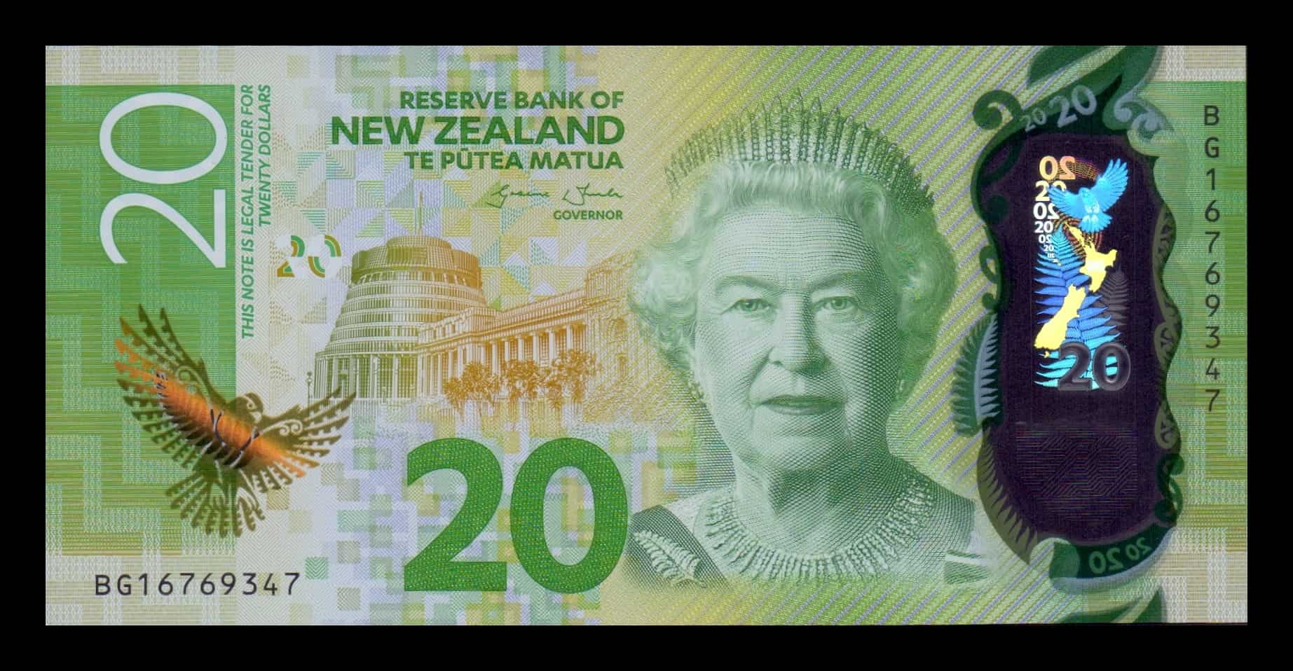Nueva Zelanda 20 Dólares Elizabeth II 2016 Pick 193a Polímero Sc Unc