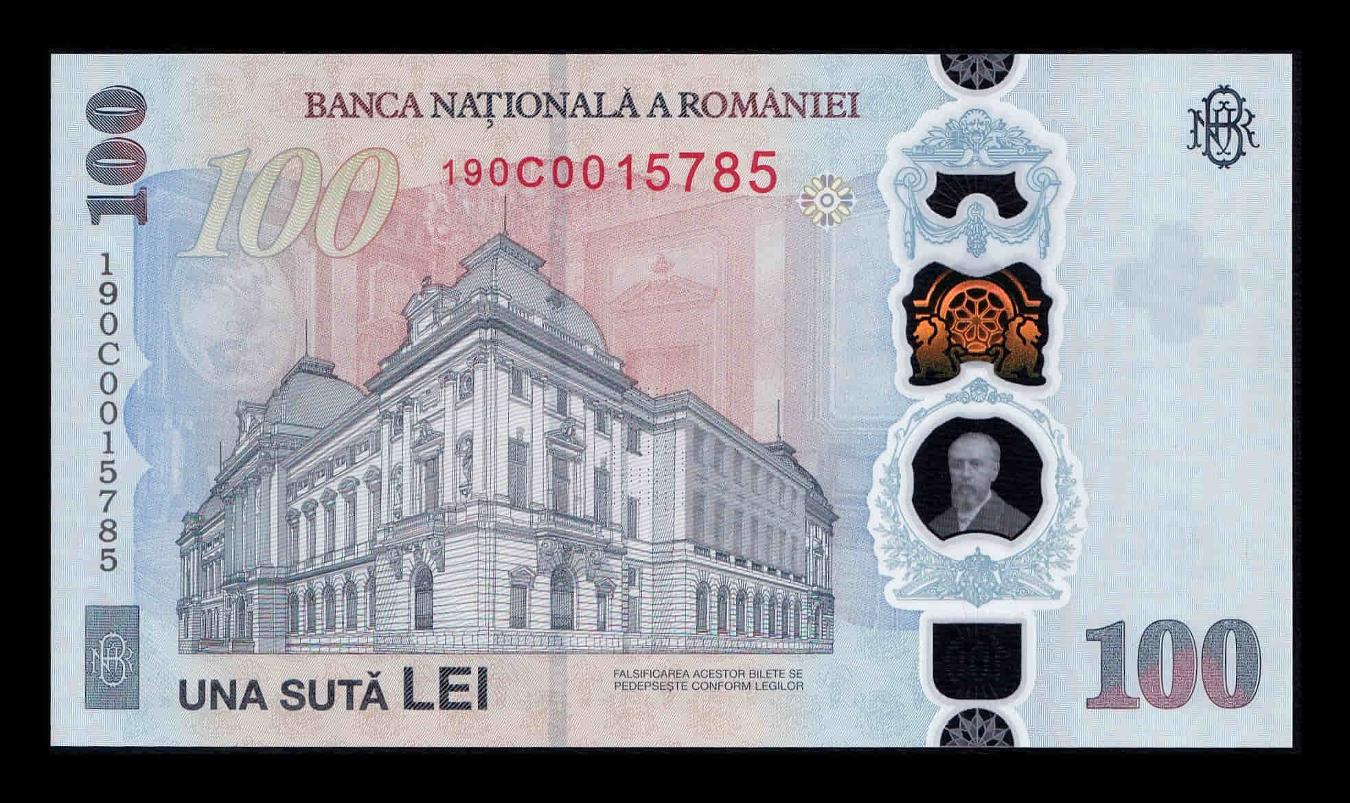 Alternative view of Rumanía 100 Lei Conmemorativo Eugeniu Carada 2026 Pick 128 Nuevo Polímero En folder Sc Unc