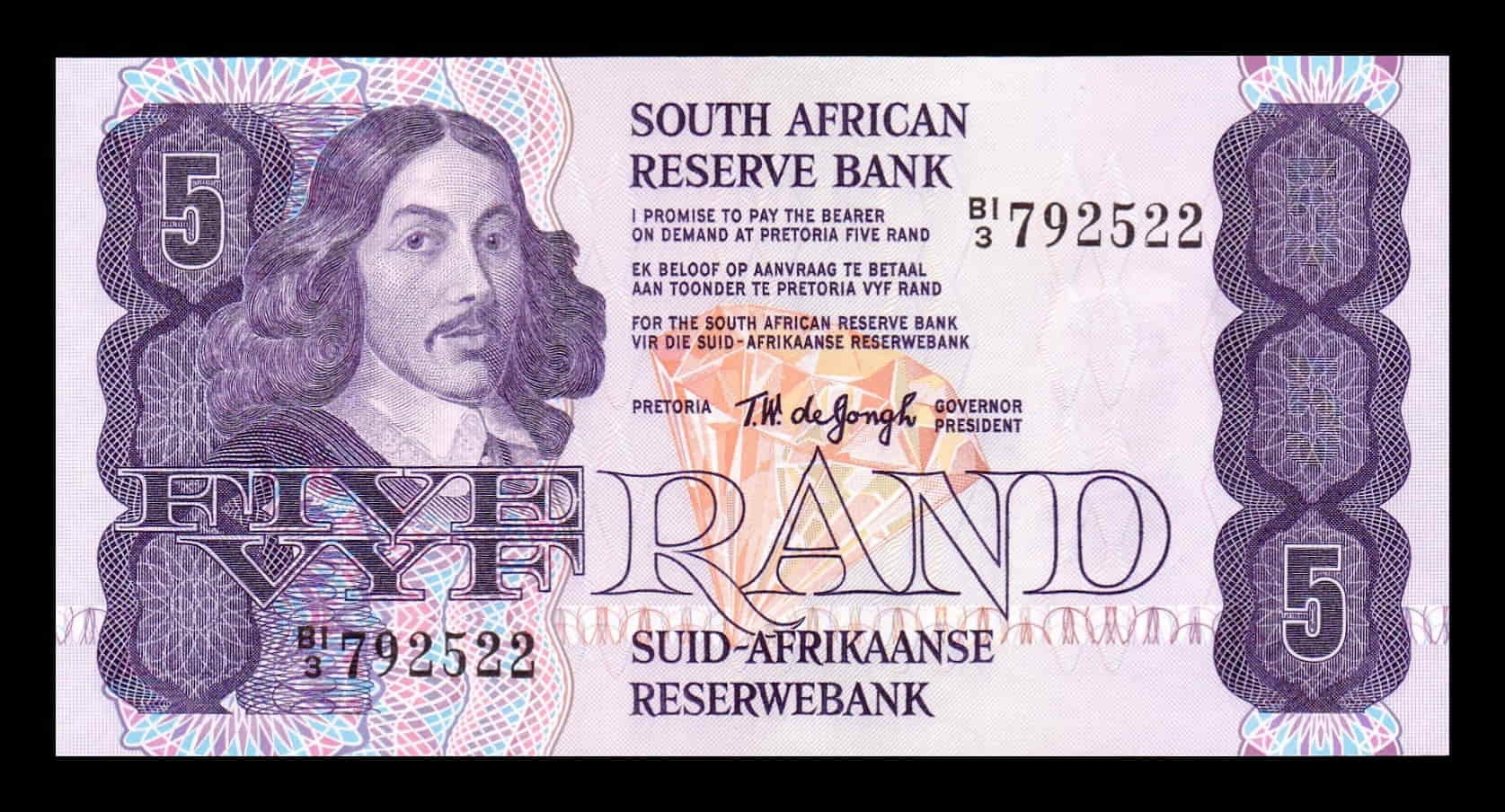 Sudáfrica 5 Rand Bartholomeus Vermuyden 1978 Pick 119a Sc Unc