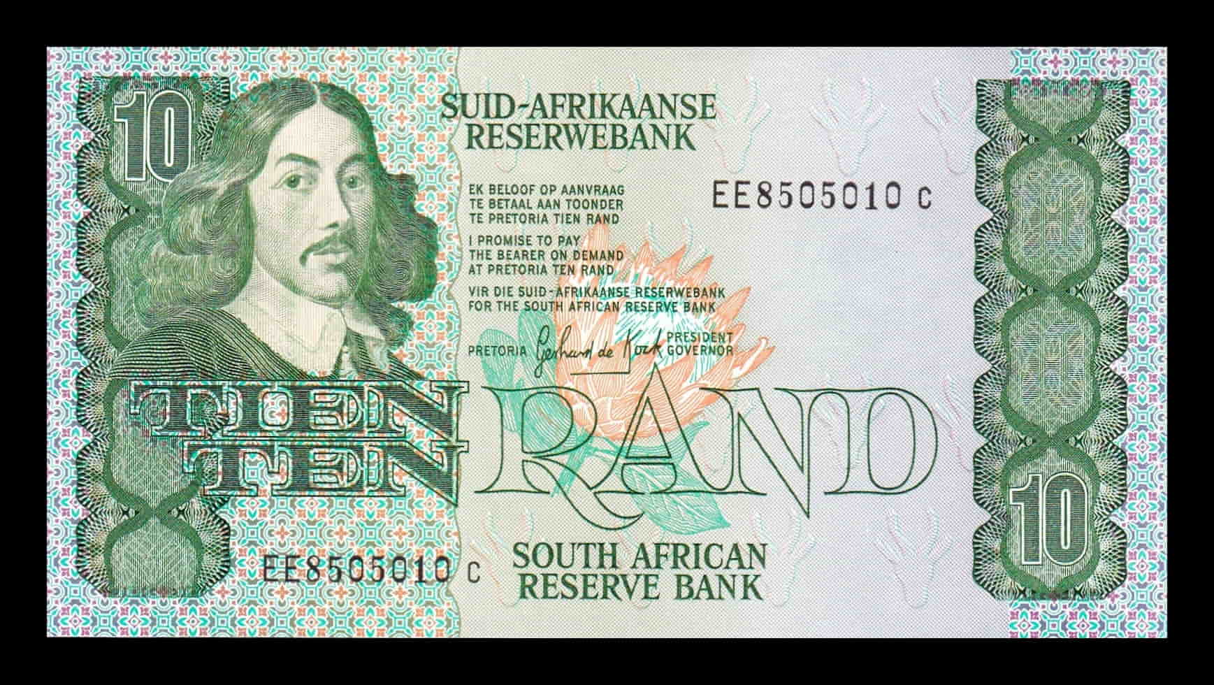 Sudáfrica 10 Rand Bartholomeus Vermuyden 1985 Pick 120d Sc Unc