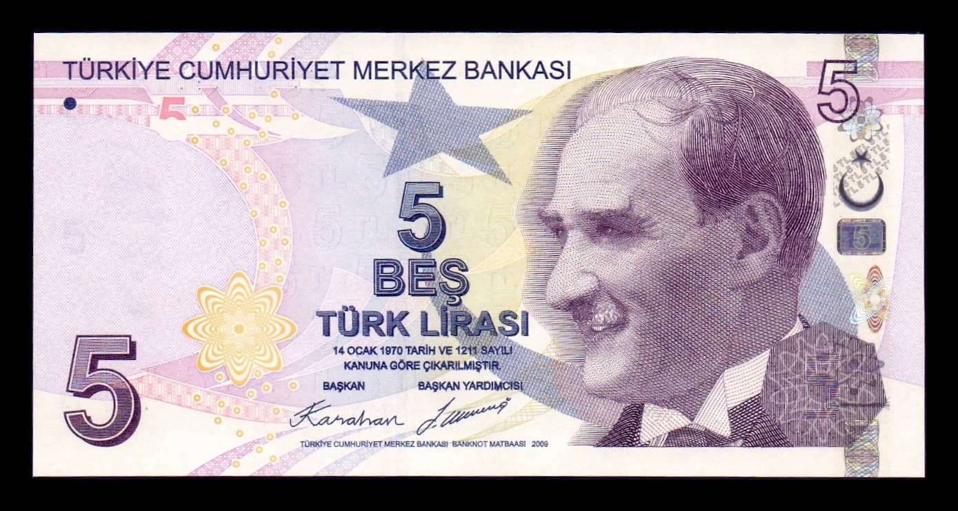 Turquia 5 Lira Mustafa Kemal Atatürk L. 1970/2009 (2026) Pick 222g Nueva Firma Sc Unc