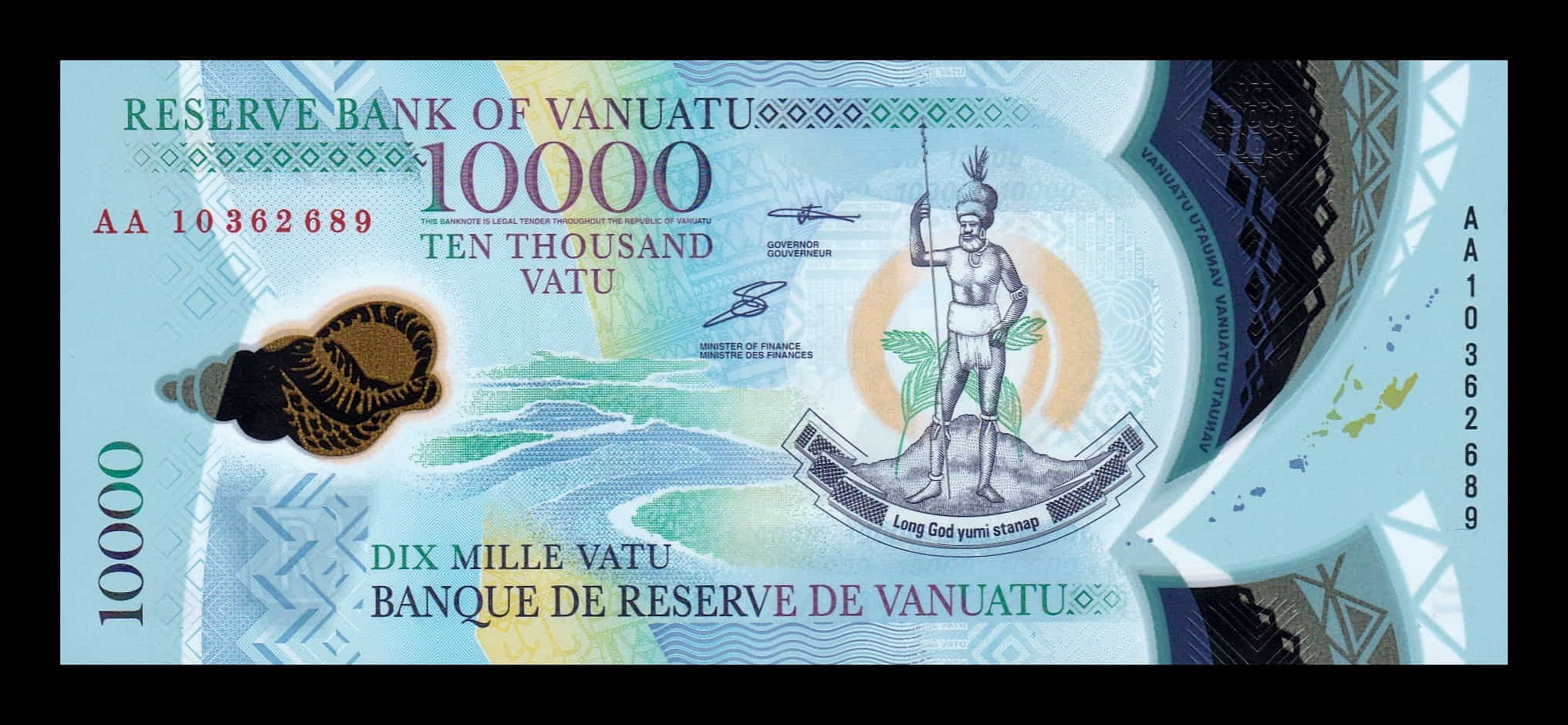 Vanuatu 10000 Vatu Conmemorativo 2010 Pick 16b Polímero Sc Unc